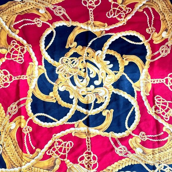 Echo Vintage Silk Black Gold Red Baroque Maximalist Print Scarf - Picture 1 of 4